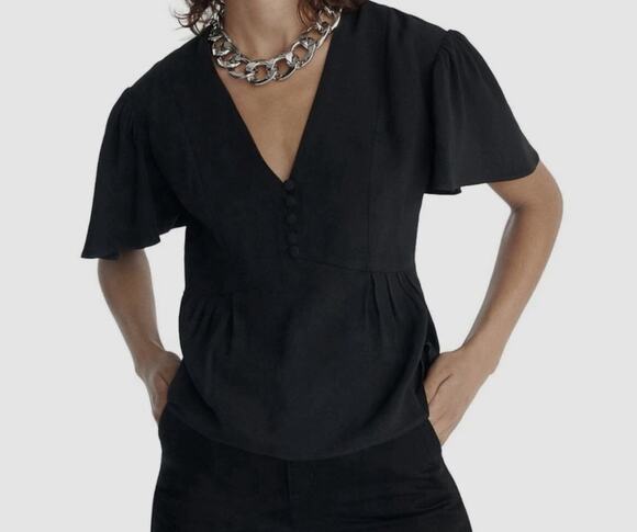 The Kooples Tops - The Kooples Black Underground Satin Blouse Sz.2 / Medium